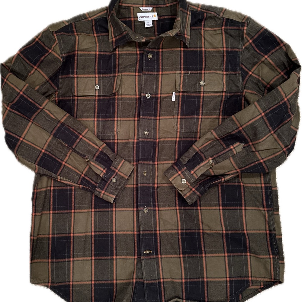 CARHARTT heavyweight flannel LONG-SLEEVE PLAID SHIRT size XL
